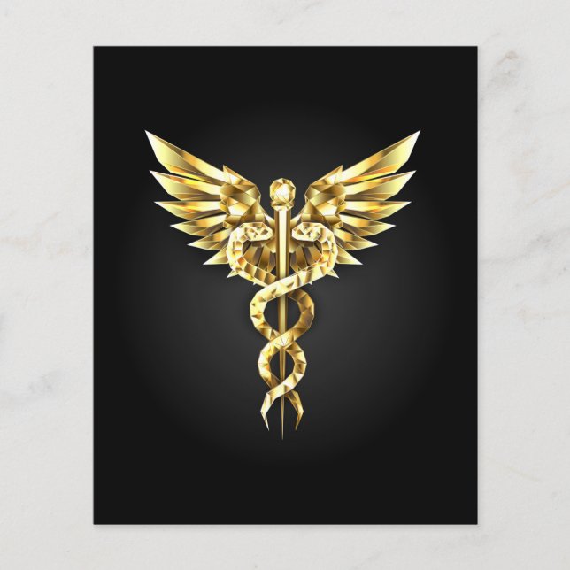 Guld Polygonal Symbol Caduceus (Framsida)