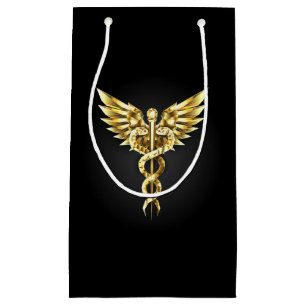 Guld Polygonal Symbol Caduceus