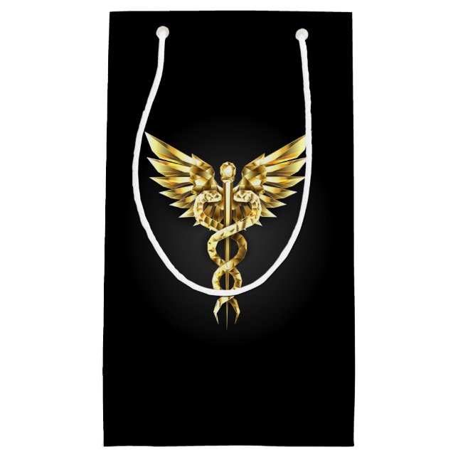 Guld Polygonal Symbol Caduceus (Framsidan)