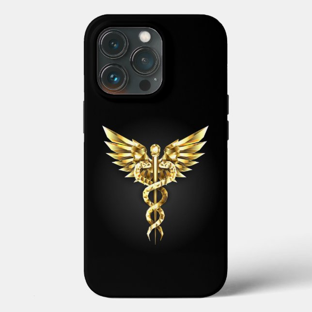 Guld Polygonal Symbol Caduceus (Baksida )