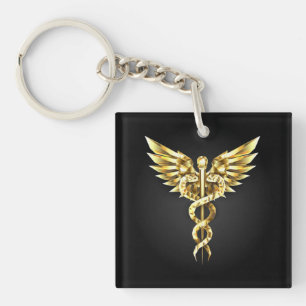 Guld Polygonal Symbol Caduceus