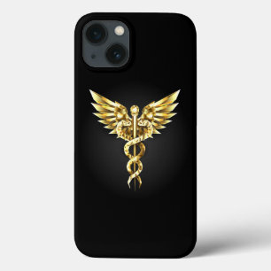 Guld Polygonal Symbol Caduceus