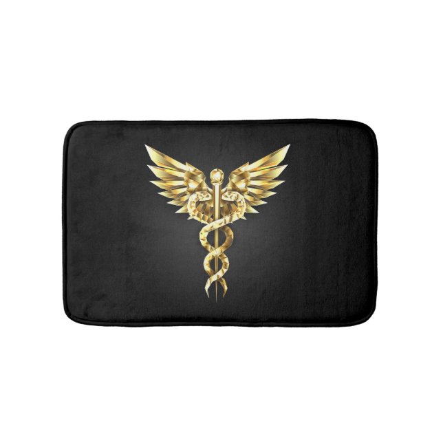 Guld Polygonal Symbol Caduceus Badrumsmatta (Framsidan)