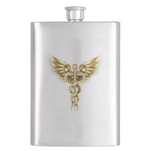 Guld Polygonal Symbol Caduceus Fickplunta