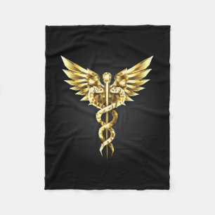Guld Polygonal Symbol Caduceus Fleecefilt
