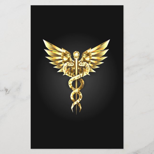 Guld Polygonal Symbol Caduceus Flygblad (Framsidan)