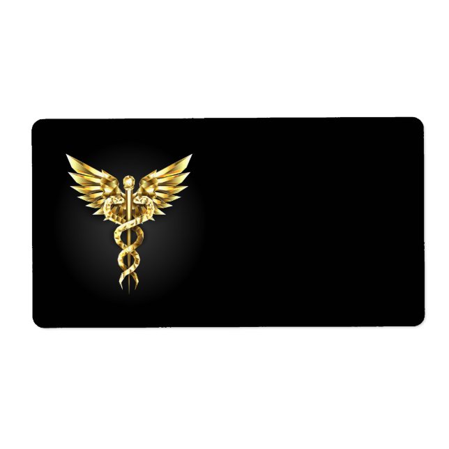 Guld Polygonal Symbol Caduceus Fraktsedel (Framsidan)