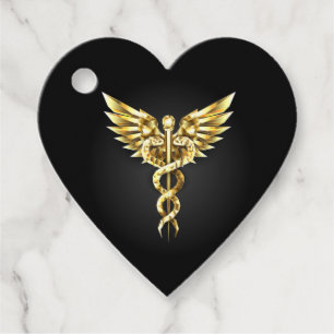 Guld polygonal symbol Caduceus Gåvor Etiketter
