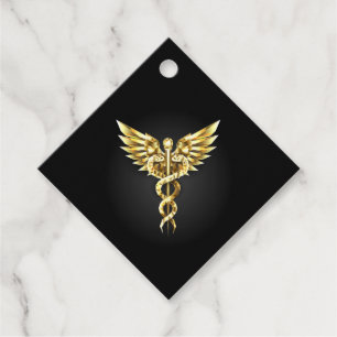 Guld Polygonal Symbol Caduceus Gåvor Etiketter
