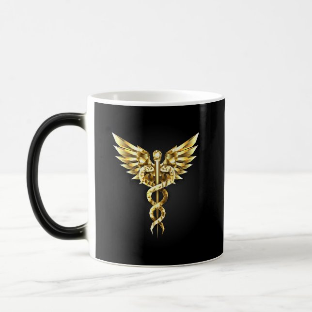 Guld Polygonal Symbol Caduceus Magisk Mugg (Vänster)