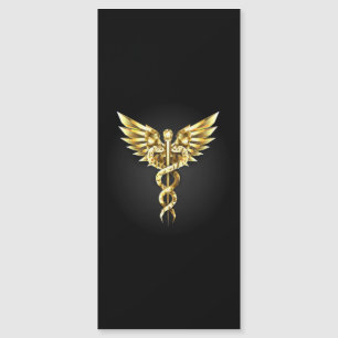 Guld polygonal symbol Caduceus Magnetisk Inbjudningskort
