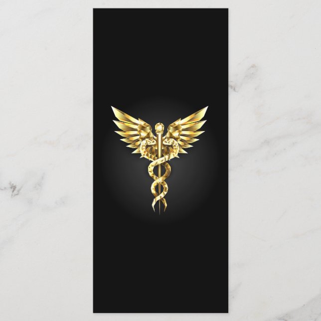 Guld Polygonal Symbol Caduceus Meny (Framsida)