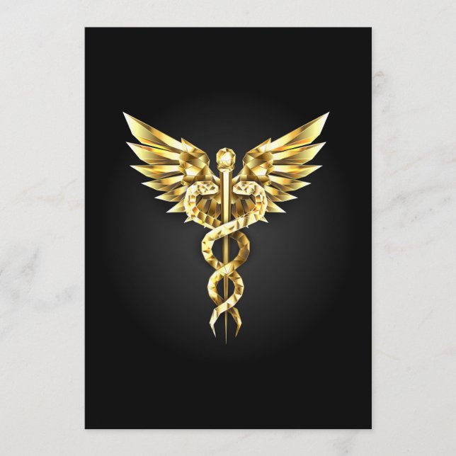 Guld Polygonal Symbol Caduceus Meny (Framsida)