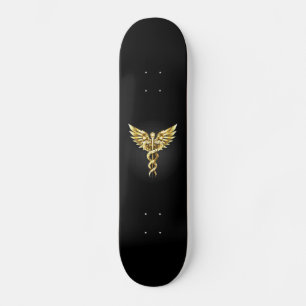 Guld Polygonal Symbol Caduceus Mini Skateboard Bräda 18,5 Cm