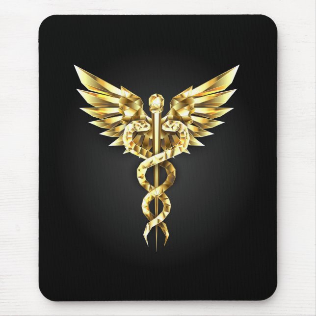 Guld Polygonal Symbol Caduceus Musmatta (Framsidan)