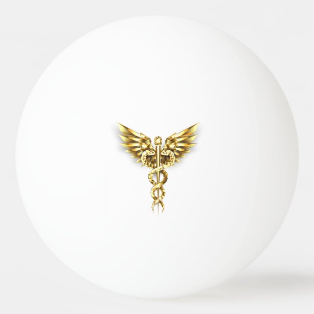 Guld Polygonal Symbol Caduceus Pingisboll (Framsidan)