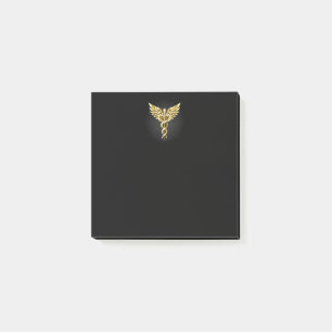 Guld Polygonal Symbol Caduceus Post-it Block