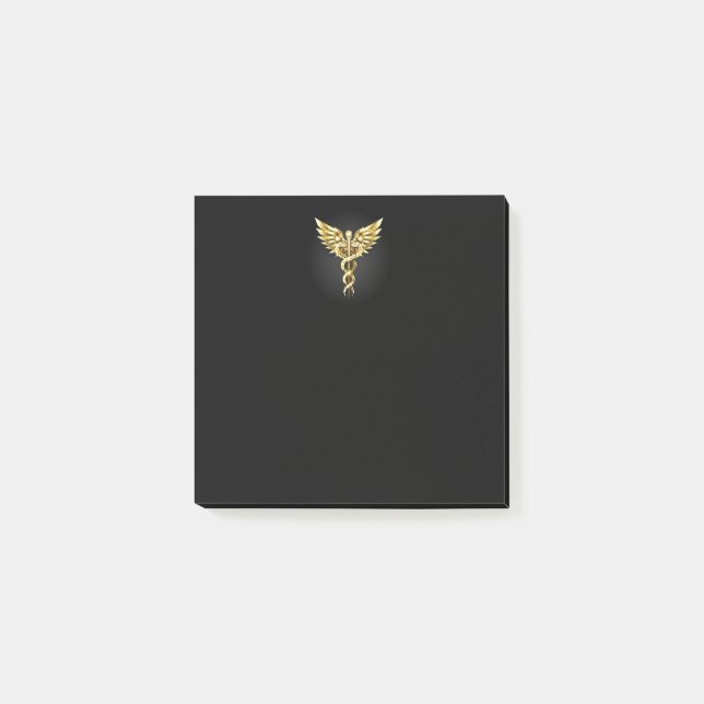 Guld Polygonal Symbol Caduceus Post-it Block (Framsida)