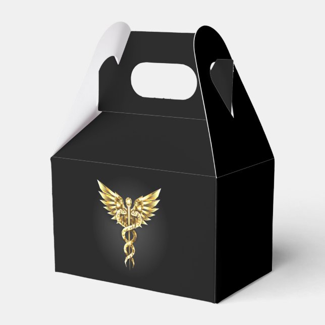 Guld Polygonal Symbol Caduceus Presentaskar (Framsidan Sidan)