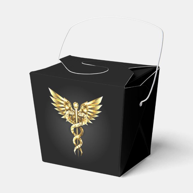 Guld polygonal symbol Caduceus Presentaskar (Framsidan Sidan)