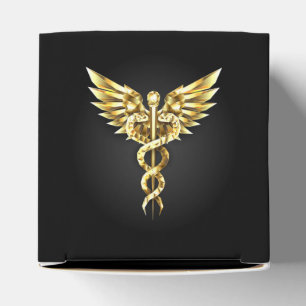 Guld Polygonal Symbol Caduceus Presentaskar