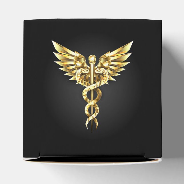 Guld Polygonal Symbol Caduceus Presentaskar (Överdel)