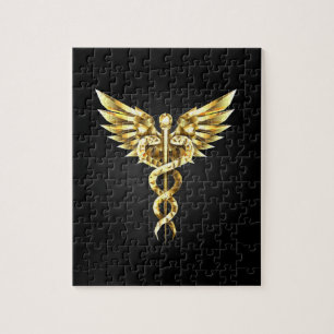 Guld Polygonal Symbol Caduceus Pussel