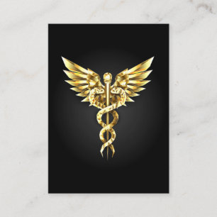 Guld polygonal symbol Caduceus Rabattkort