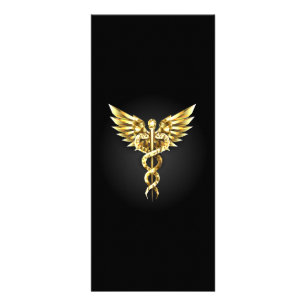 Guld Polygonal Symbol Caduceus Reklamkort
