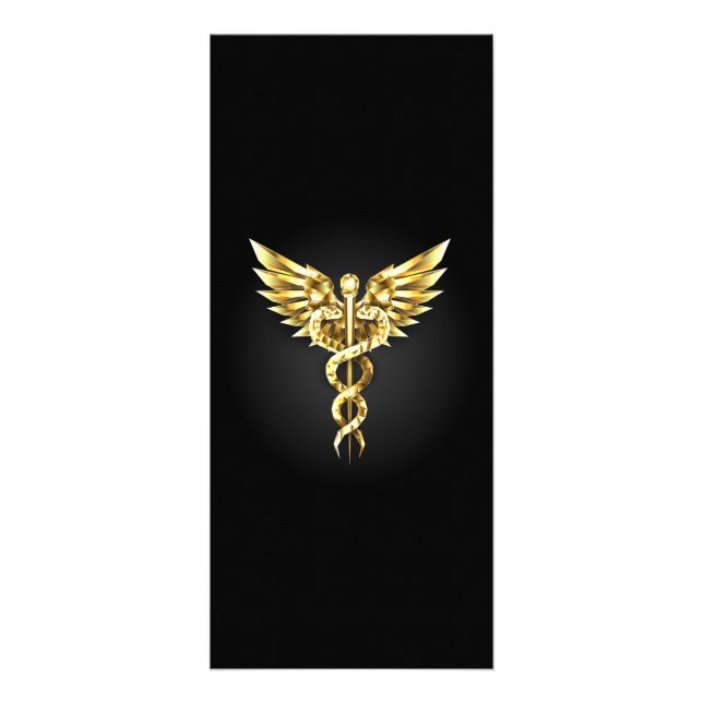 Guld Polygonal Symbol Caduceus Reklamkort (Framsidan)