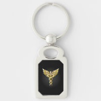 Guld Polygonal Symbol Caduceus