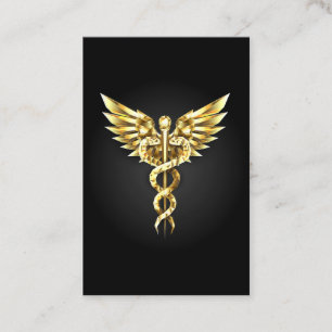 Guld Polygonal Symbol Caduceus Tidsbeställning Kort