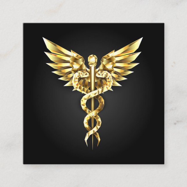 Guld polygonal symbol Caduceus Tilläggskort (Framsida)
