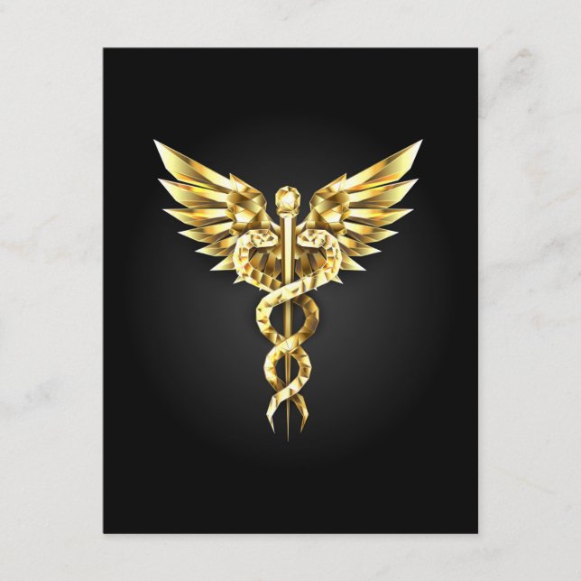 Guld Polygonal Symbol Caduceus Tilläggskort (Framsida)