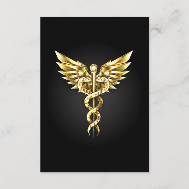Guld Polygonal Symbol Caduceus Tilläggskort (Framsida)