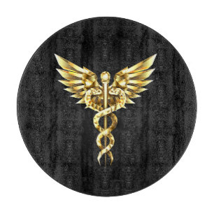 Guld polygonal symbol kaduceus