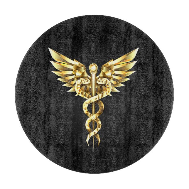 Guld polygonal symbol kaduceus (Framsidan)
