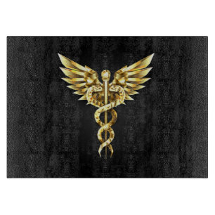 Guld polygonal symbol kaduceus