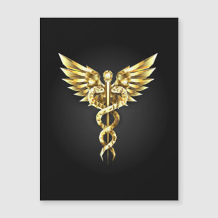 Guld polygonal symbol kaduceus