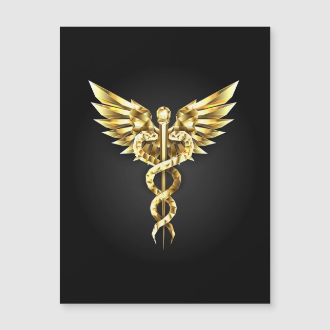 Guld polygonal symbol kaduceus (Framsida)