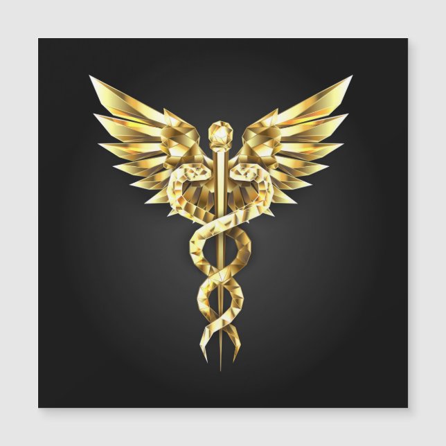 Guld polygonal symbol kaduceus (Framsida)