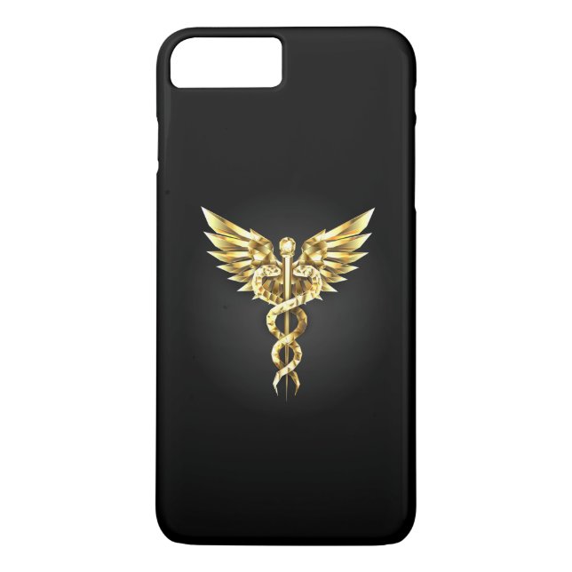 Guld polygonal symbol kaduceus Case-Mate iPhone skal (Baksida)