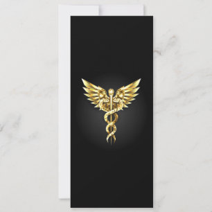 Guld polygonal symbol kaduceus inbjudningar