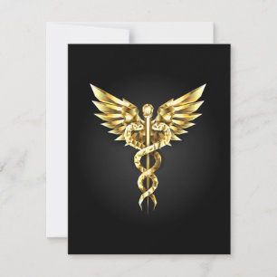 Guld polygonal symbol kaduceus kort