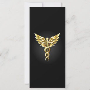 Guld polygonal symbol kaduceus kort
