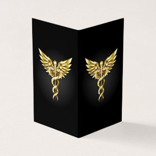 Guld polygonal symbol kaduceus kort