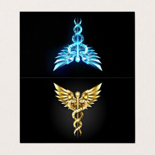 Guld polygonal symbol kaduceus kort