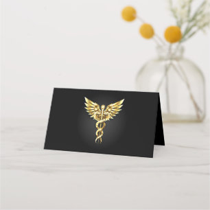 Guld polygonal symbol kaduceus lojalitetskort