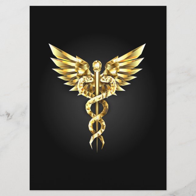 Guld polygonal symbol kaduceus program (Framsida)