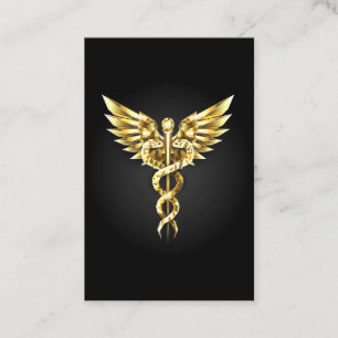 Guld polygonal symbol kaduceus rabattkort